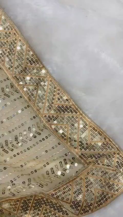 Premium Georgette Saree Embellished With Embroidery Sequins Work With Lace Border - Inspired