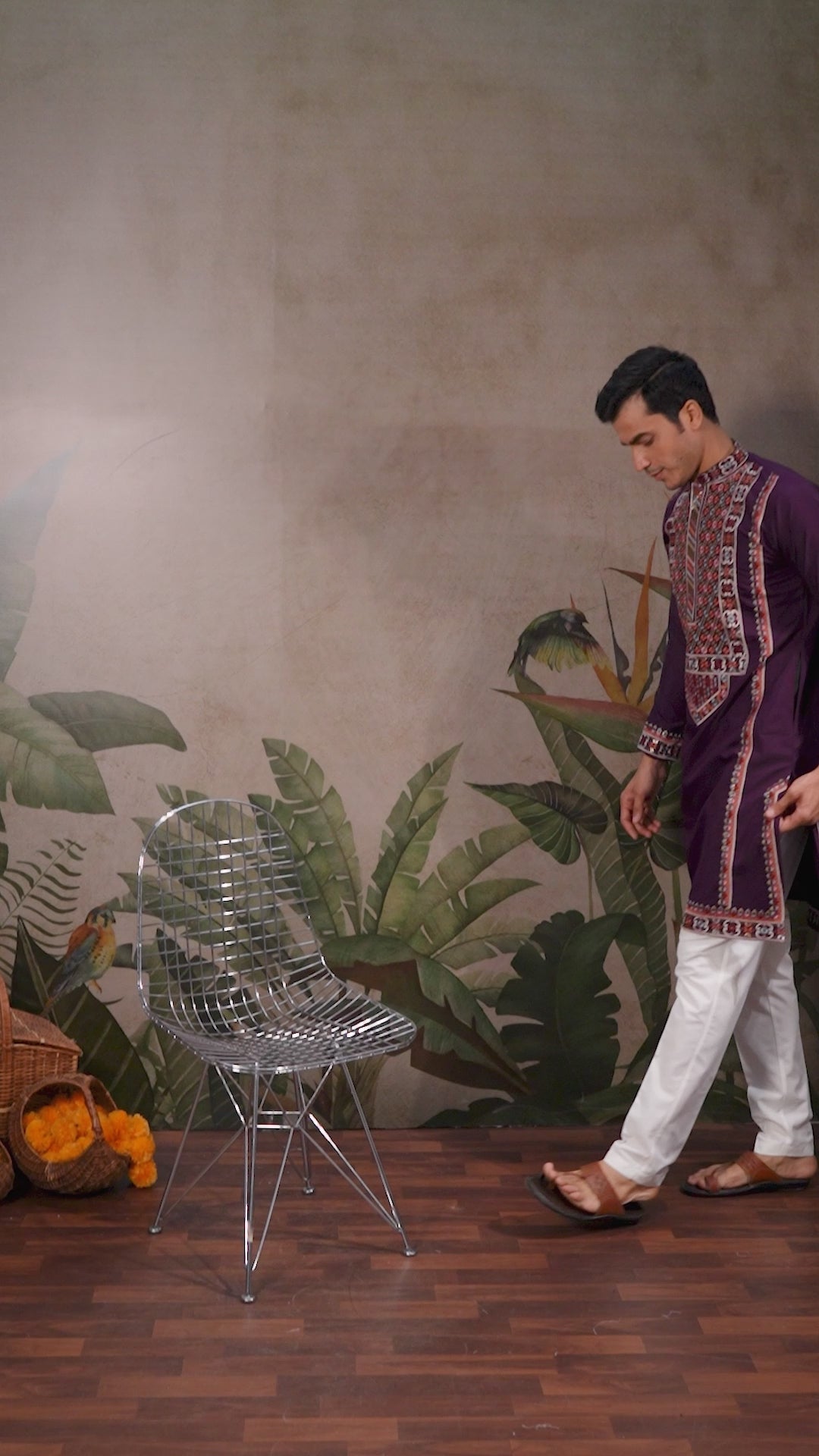 Dark Purple Festive Wear Kurta Set With Multi Thread Sequins Embroidery Work