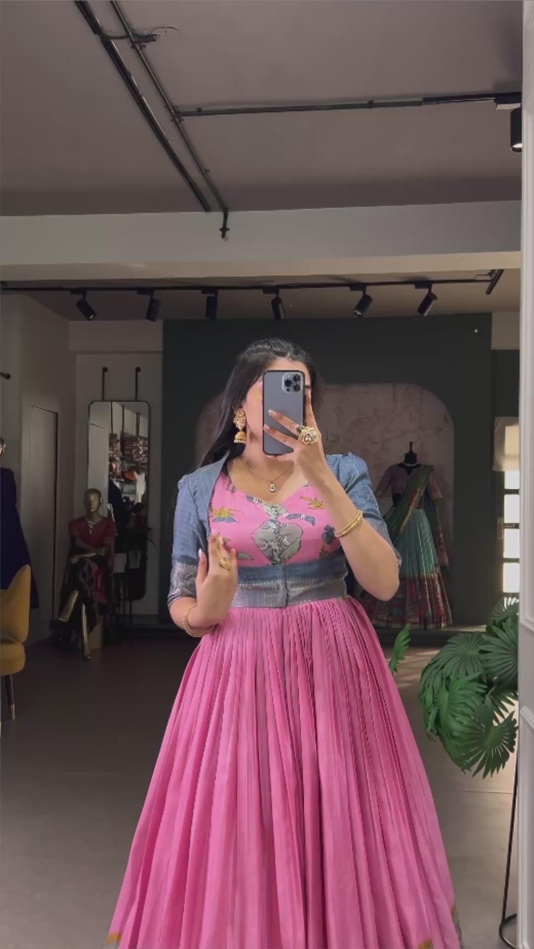 Pink Dola Silk Kalamkari Print With Zari Weaving Broder Gown - INSPIRED