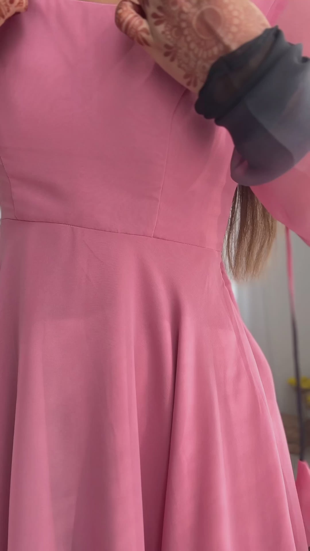 ONION PINK HEAVY PURE SOFT FOX GEORGETTE COLOURFULL PADDING ANARKALI SUIT