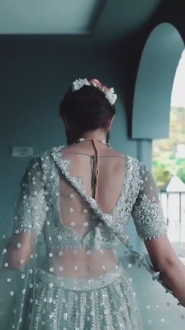 Sabyasachi Designer grey Lehenga Choli with high quality heavy sequence work Wedding wear party wear | Ready To Wear