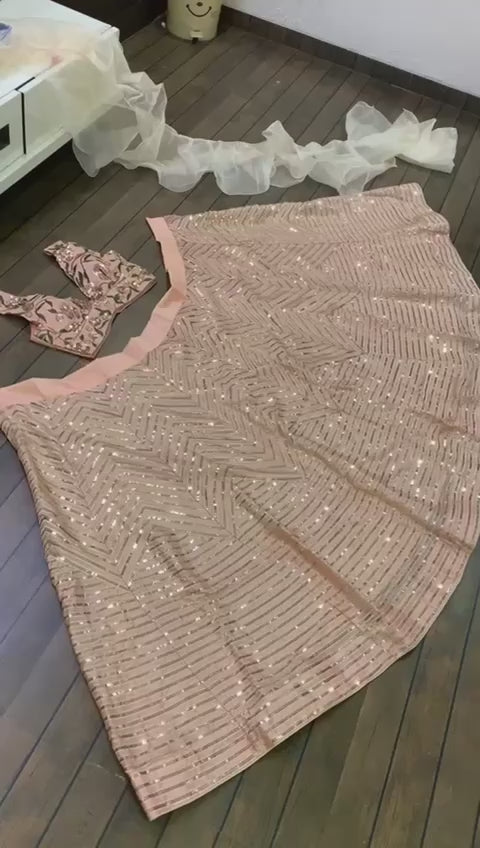 Lite Pink Kasturi silk lehnga with zari & sequence work - INSPIRED | Ready To Wear