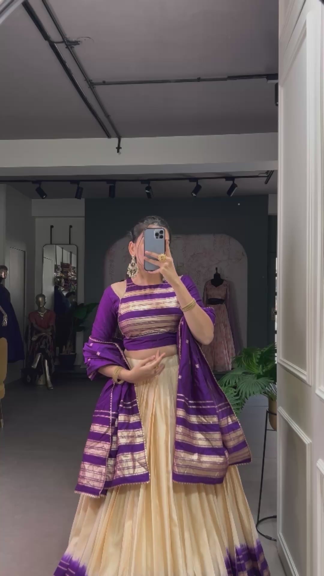 Green Pure Chanderi Plain With Zari Weaving Work Border Lehenga Choli - INSPIRED | Ready To Wear