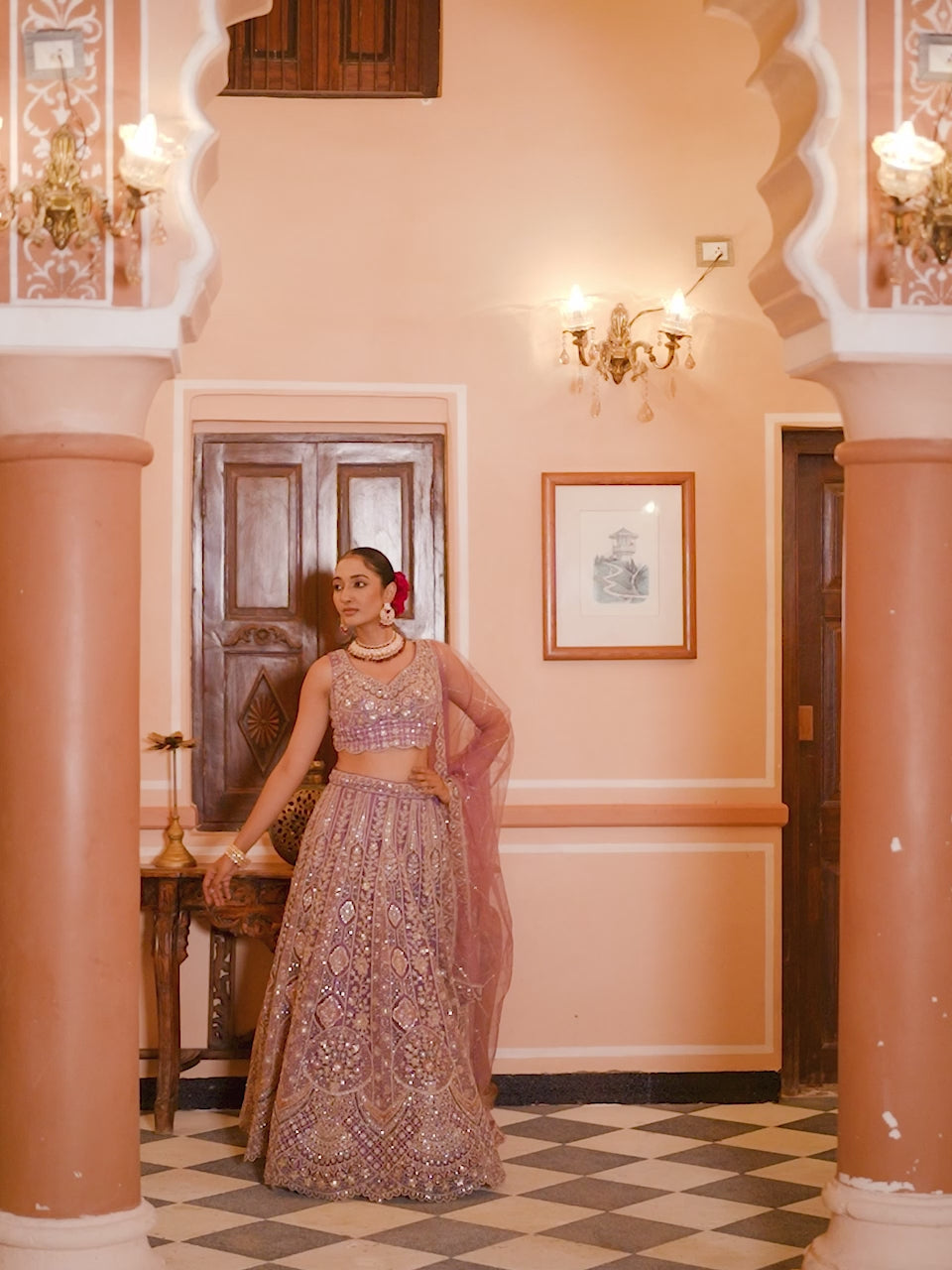 LAVENDER - Net Fabric Sequins embroidery Semi-Stitched Lehenga & Unstitched Blouse With Dupatta