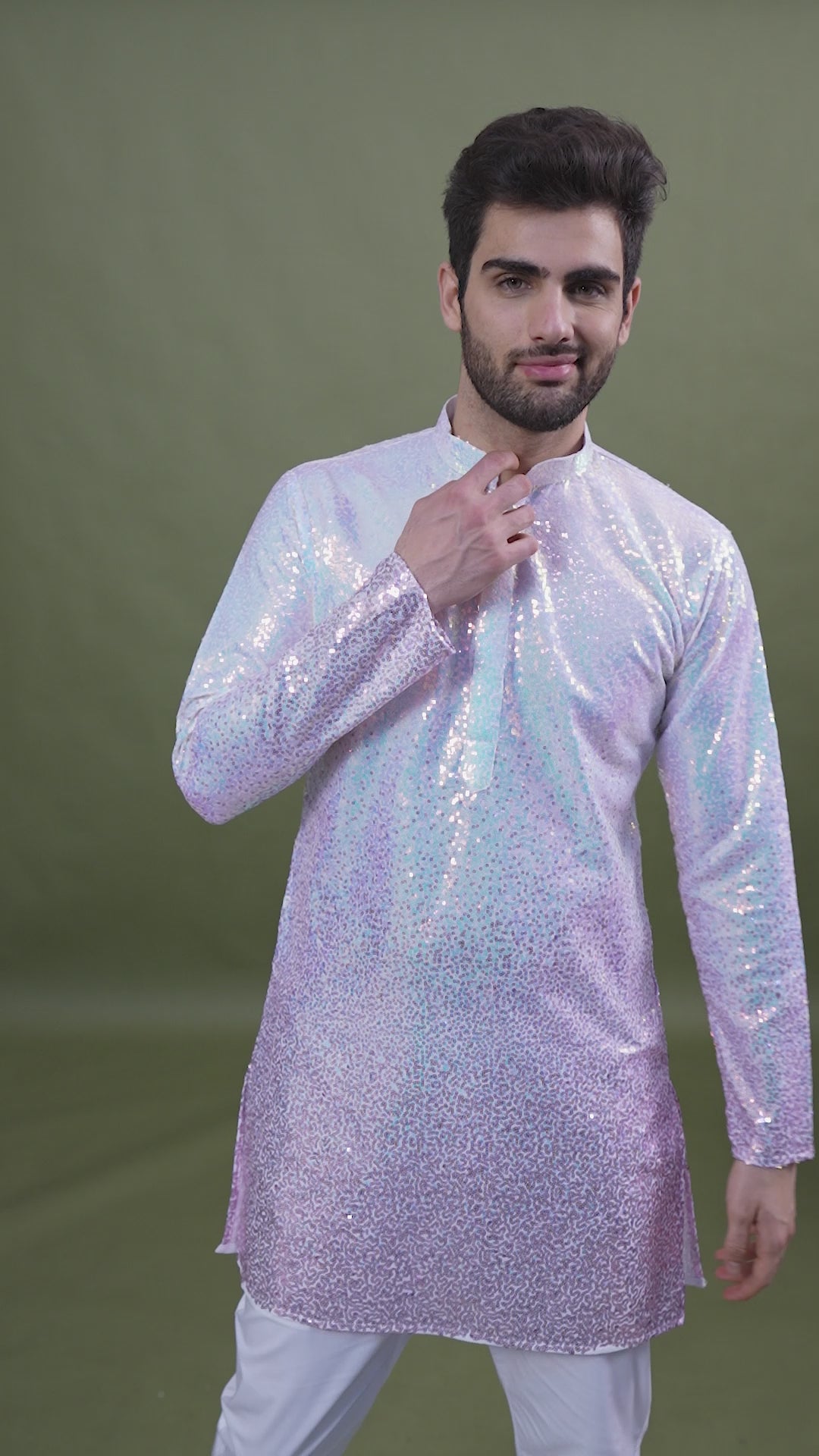 OMBRE PINK REAL GEORGETTE THREAD & SEQUENCE EMBROIDERED WORK KURTA