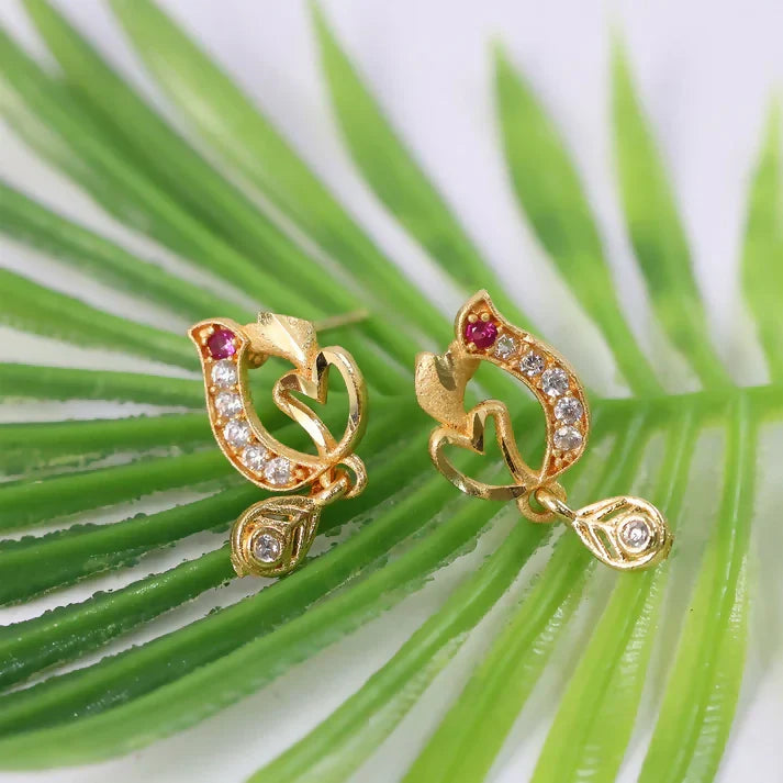 Charming Designer Heart Drop Earrings in Gold Finish