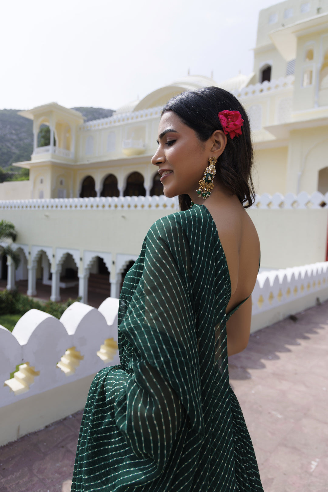Emerald Green Leheriya Lehenga Set  - By Ragavi - qivii