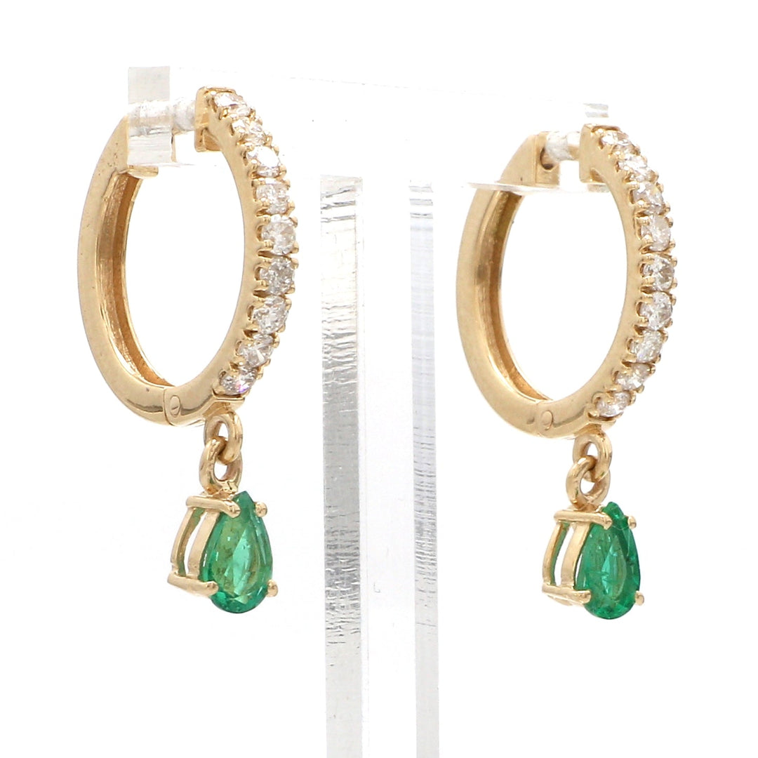 Emerald Pear Diamond Mini Huggies Earrings - qivii