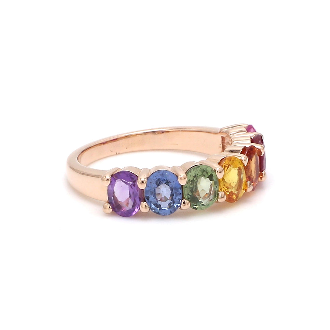 Rainbow Sapphire Seven Stone Ring - qivii