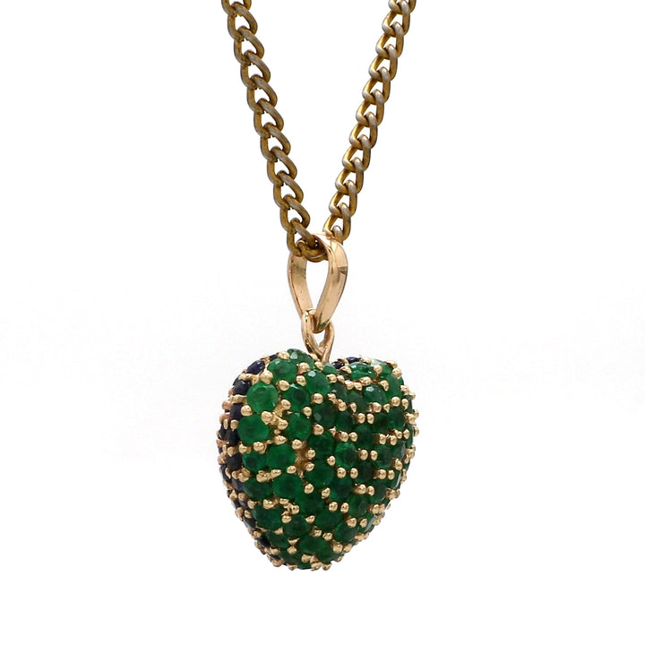 Half Emerald Half Blue Sapphire Pendant - qivii