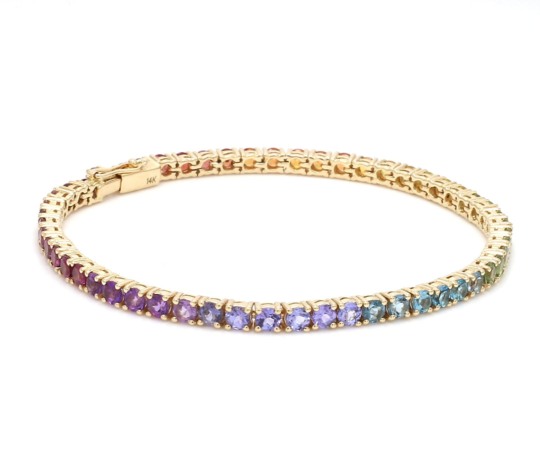Rainbow Gemstone 3MM Bracelet - qivii