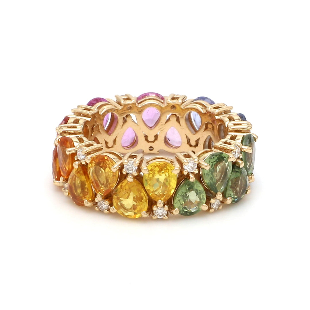 Rainbow Sapphire Pear Diamond Ring - qivii