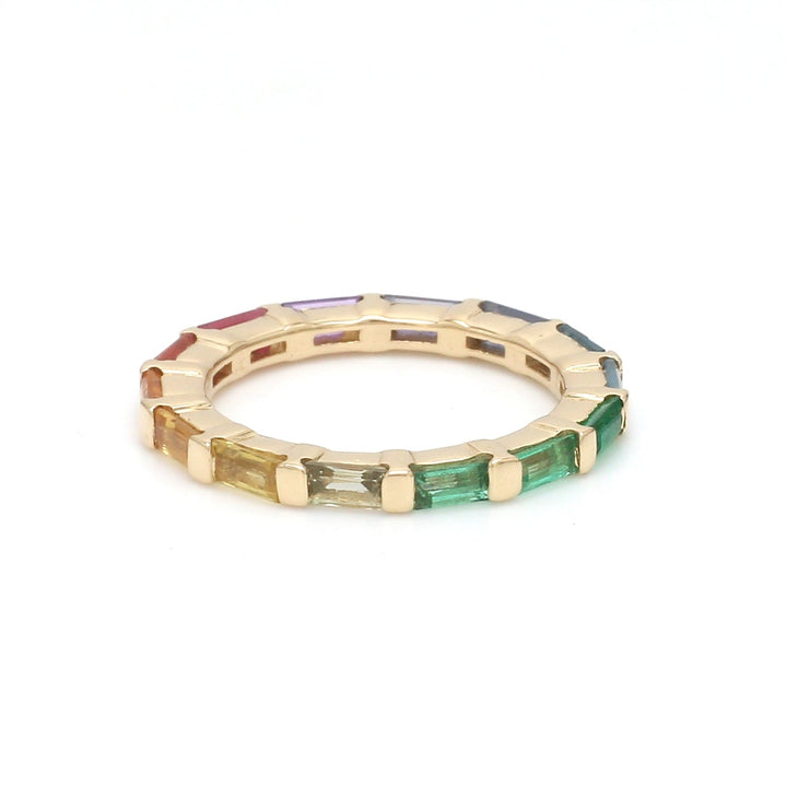 Rainbow Gemstone Bar Set Ring - qivii