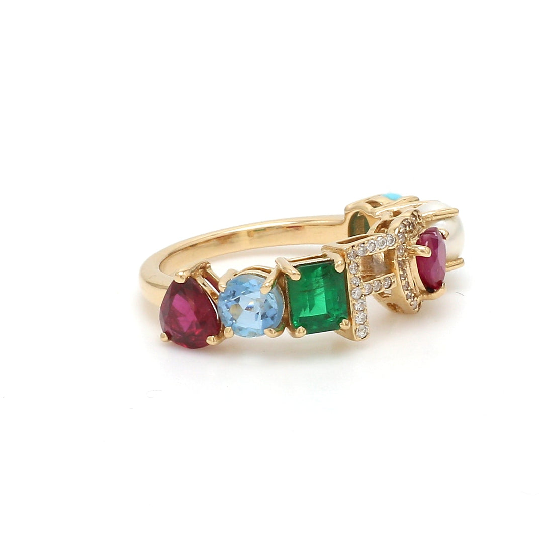 Custom Letter Birthstone Ring - qivii
