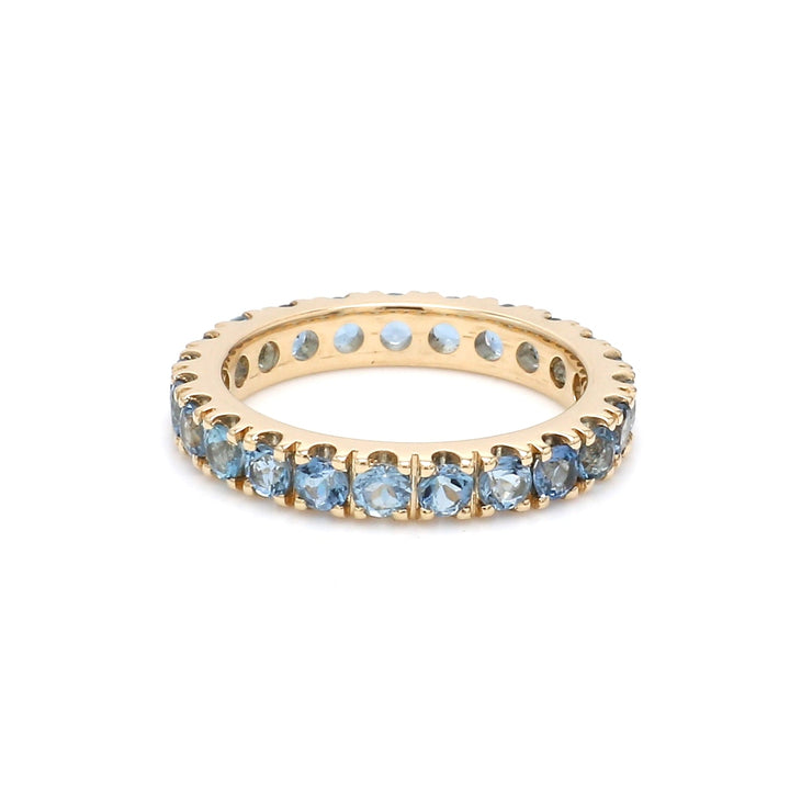 Aquamarine Round Eternity Band Ring - qivii