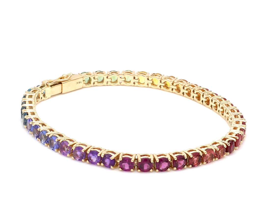 Rainbow Gemstone 4MM Round Bracelet - qivii