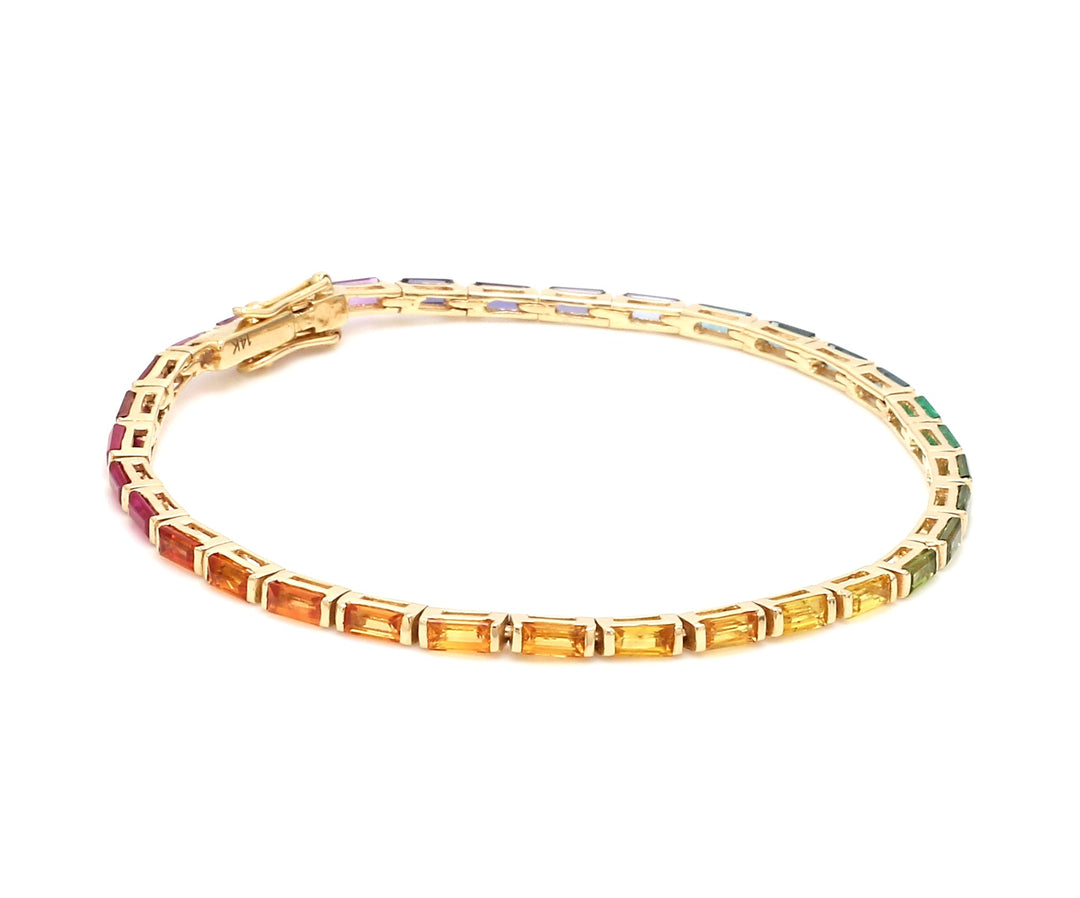 Rainbow Gemstone Baguette Bracelet - qivii