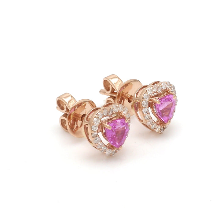 Pink Sapphire Heart Studs - qivii