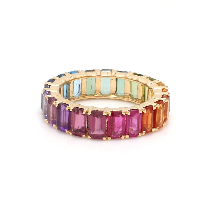 Rainbow Gemstone Vibrant Eternity Ring - qivii