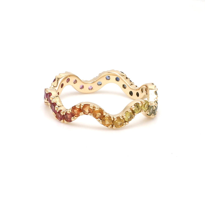 Rainbow Sapphire Wave Ring - qivii