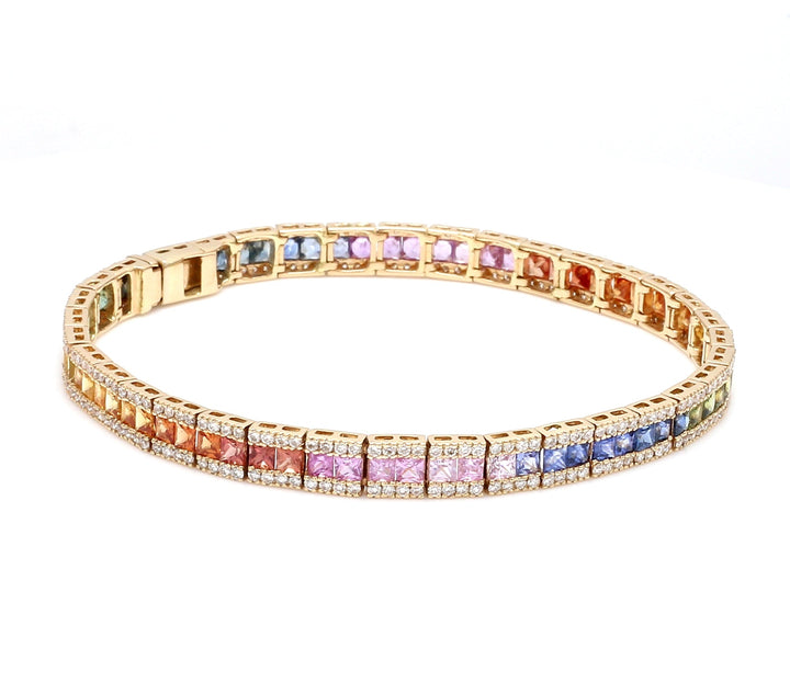 Rainbow Sapphire Princess Cut Diamond Bracelet - qivii