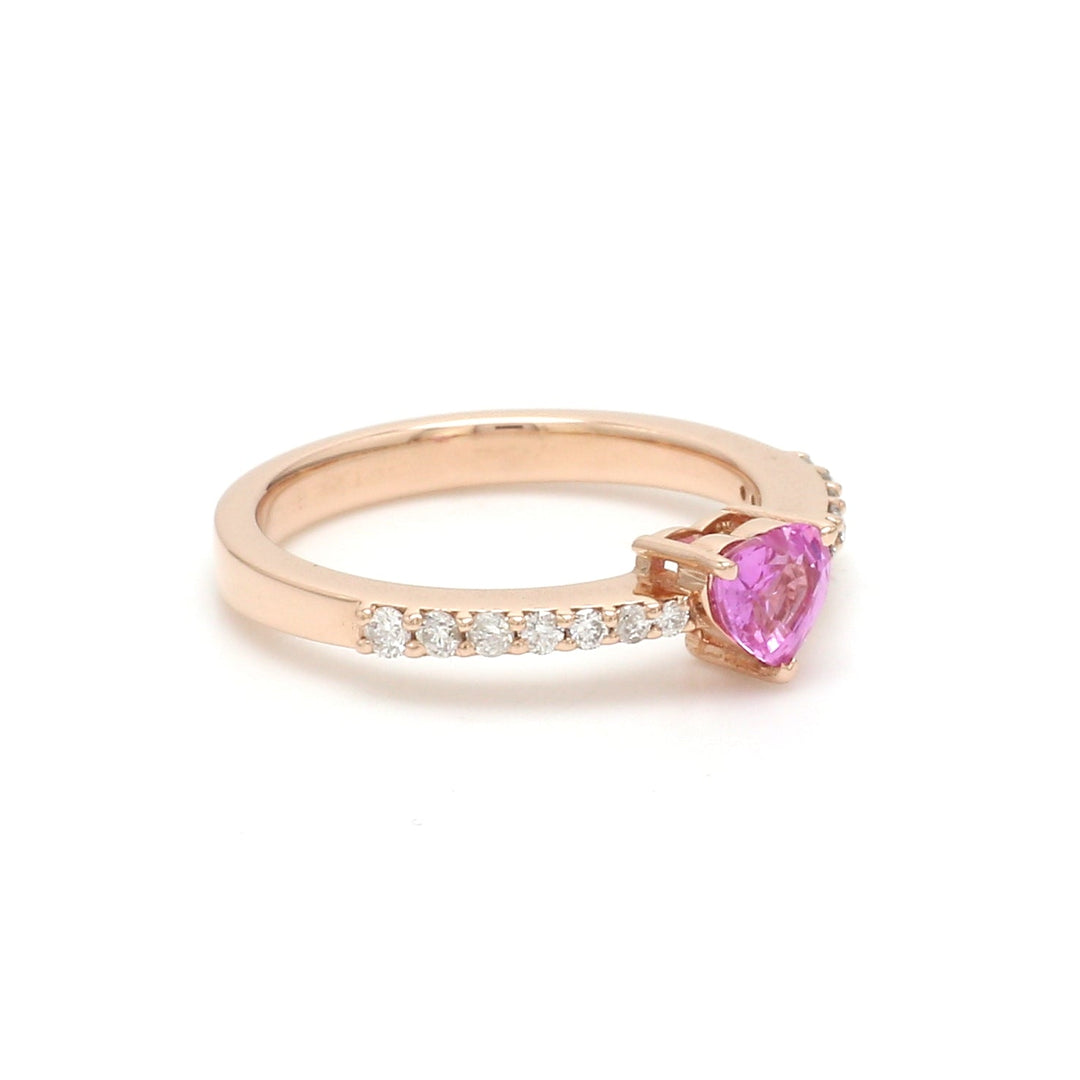 Pink Sapphire Heart Solitaire Ring - qivii