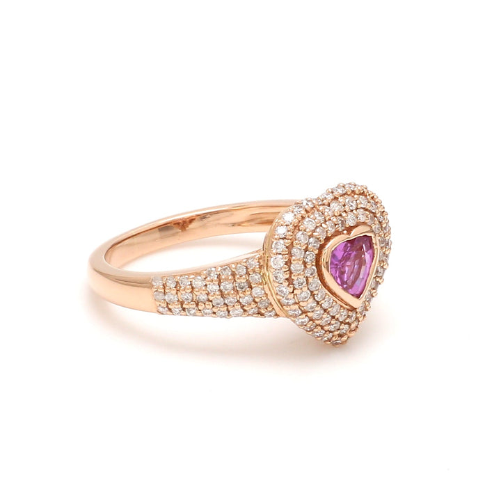 Pink Sapphire Heart and Diamond Ring - qivii