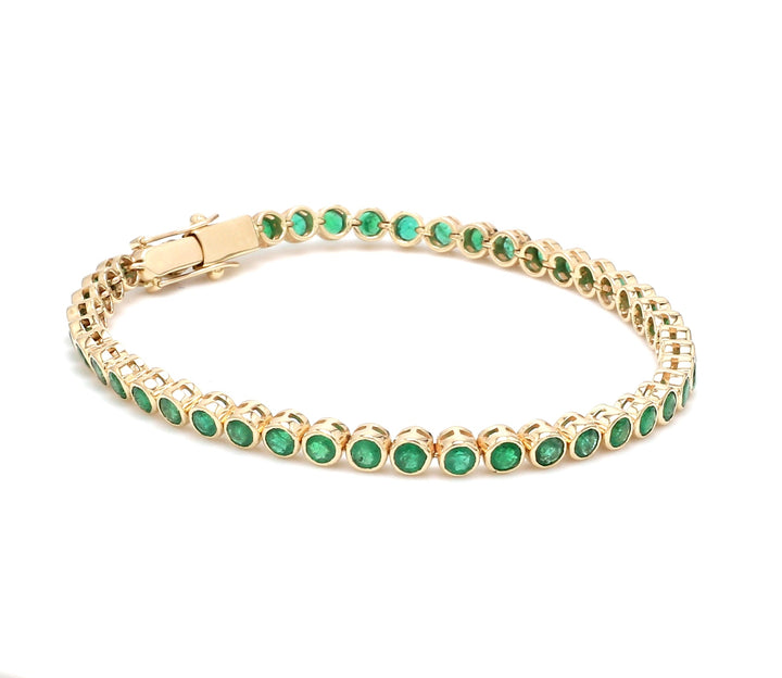 Emerald Round Bezel Set Bracelet - qivii