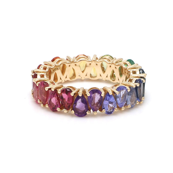 Rainbow Gemstone Pear Upside Down Ring - qivii