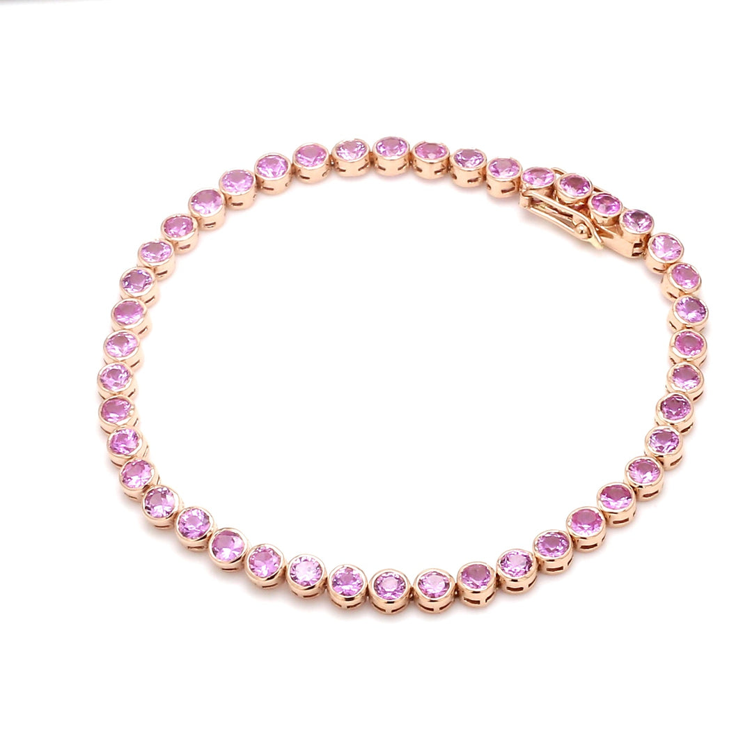 Pink Sapphire Bezel Set Bracelet - qivii