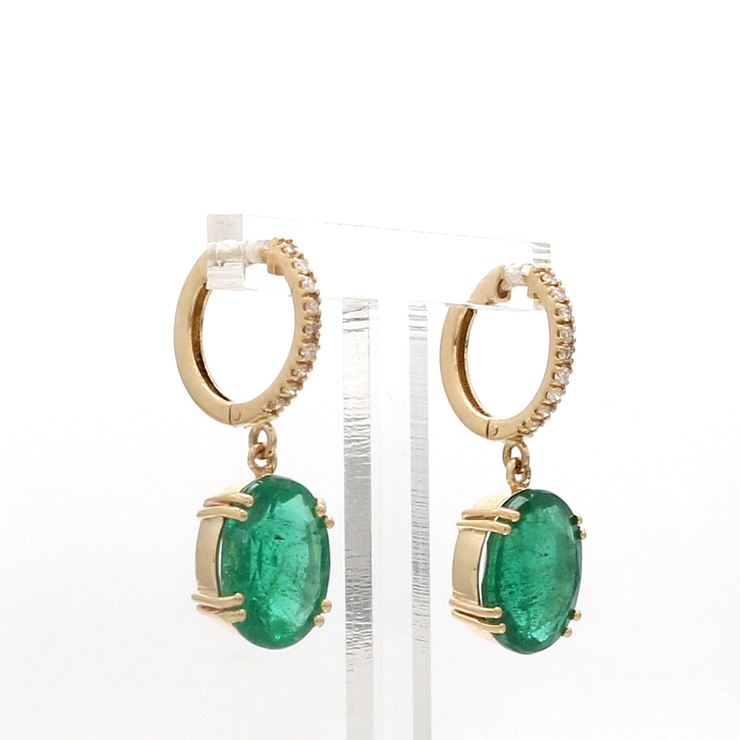 Emerald Oval Diamond Earrings - qivii