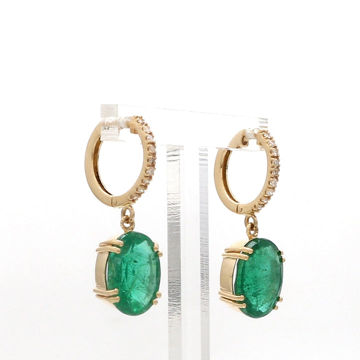 Emerald Oval Diamond Earrings - qivii