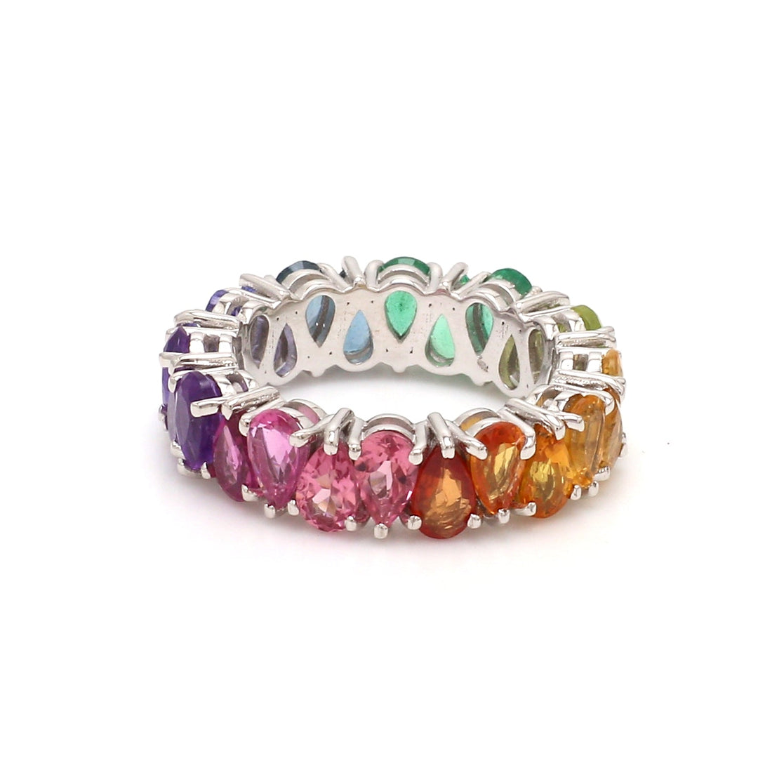 Rainbow Gemstone Pear Upside Down Ring - qivii
