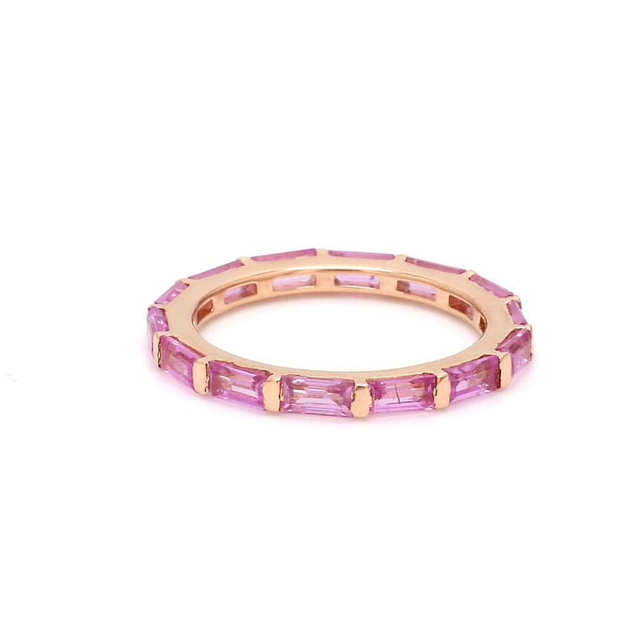 Pink Sapphire Horizontal Baguette Ring - qivii