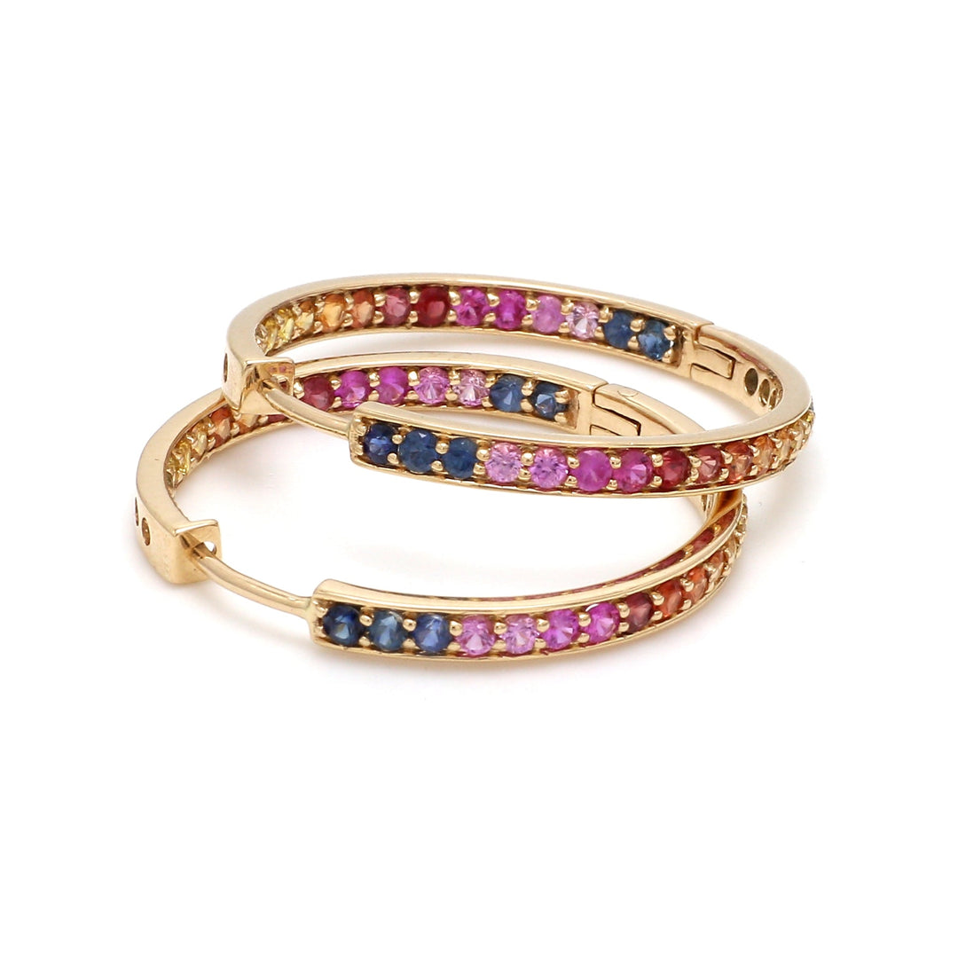 Rainbow Sapphire 2MM Hoops - qivii