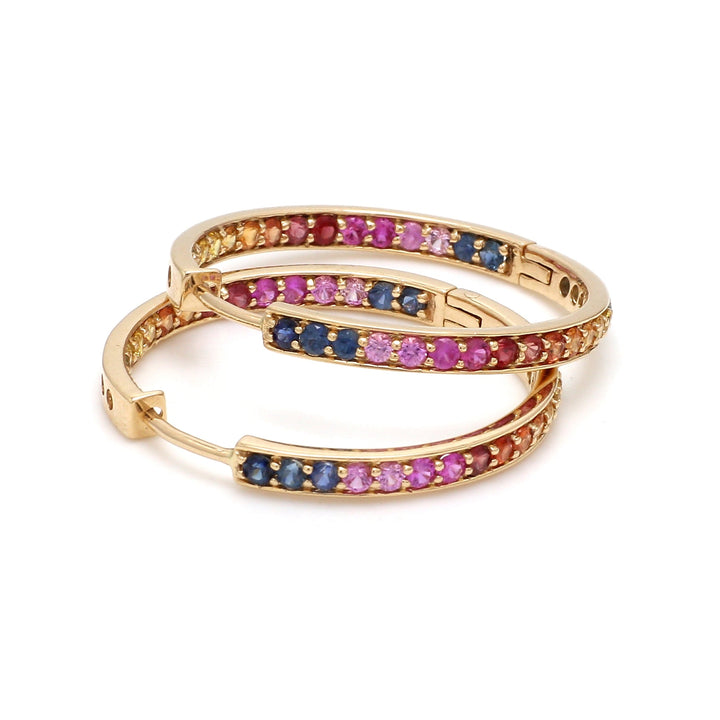 Rainbow Sapphire 2MM Hoops - qivii