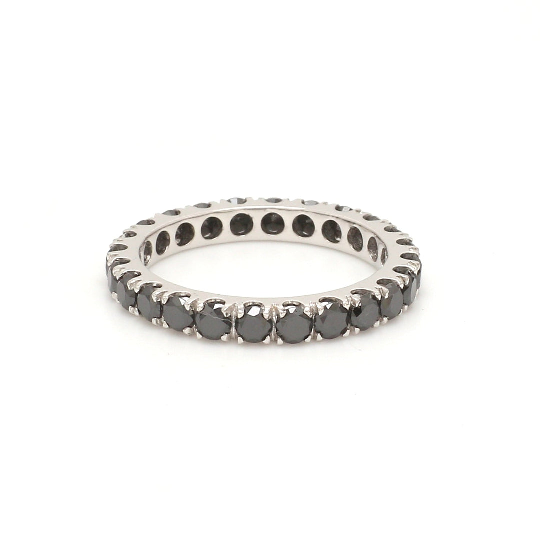 Black Diamond Round Eternity Ring - qivii