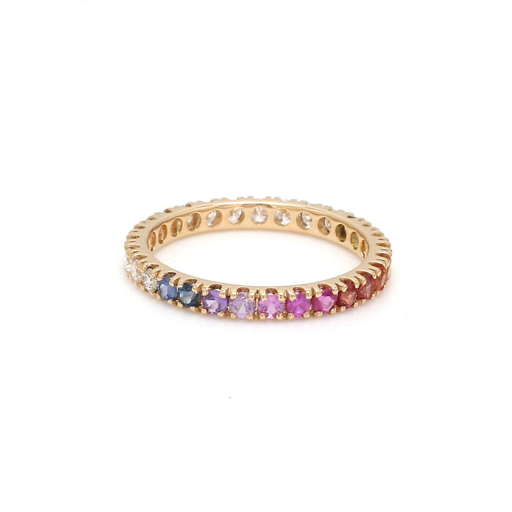 Rainbow Sapphire Half Diamond Ring - qivii