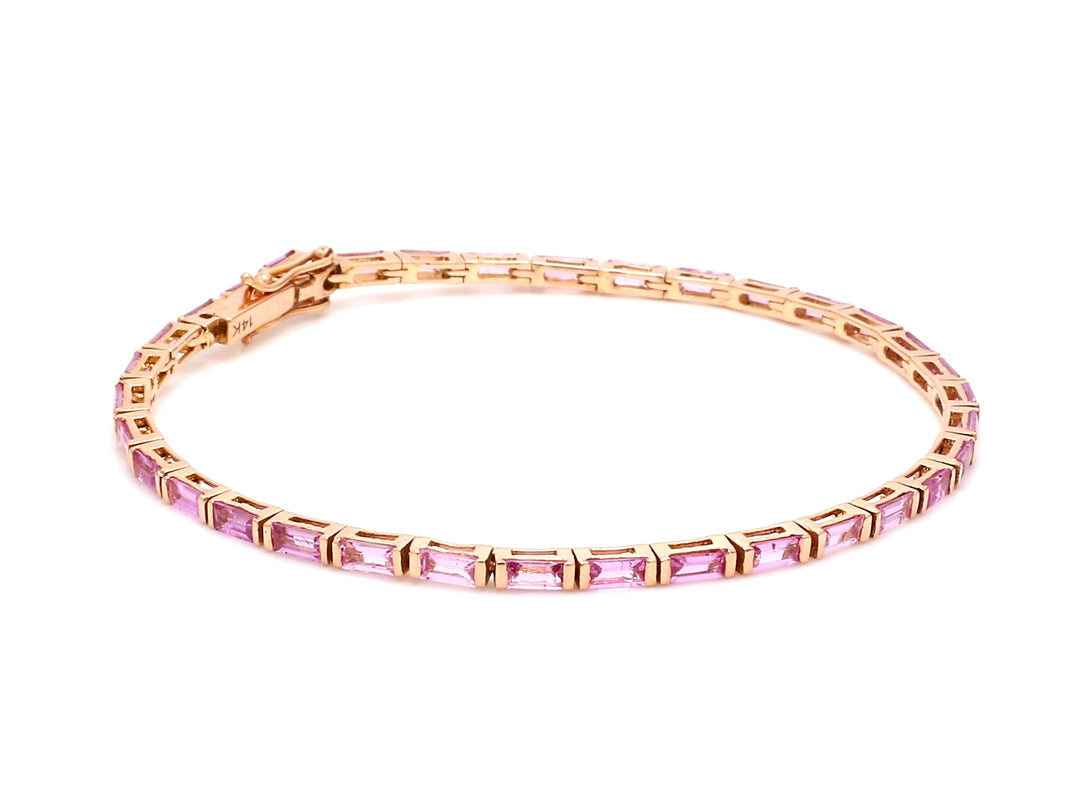 Pink Sapphire Horizontal Baguette Bracelet - qivii