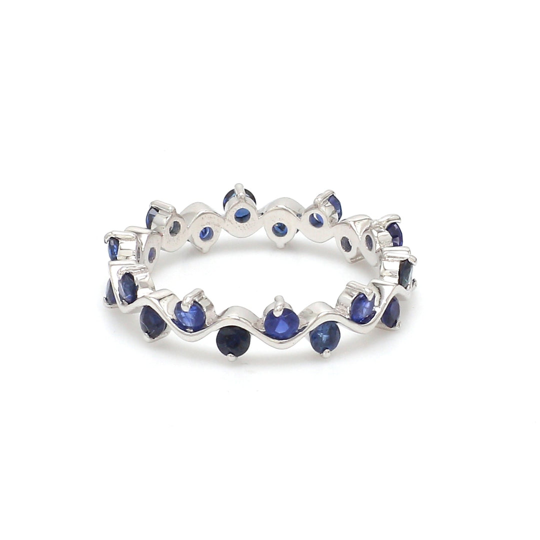 Blue Sapphire Round Upside Down Ring - qivii