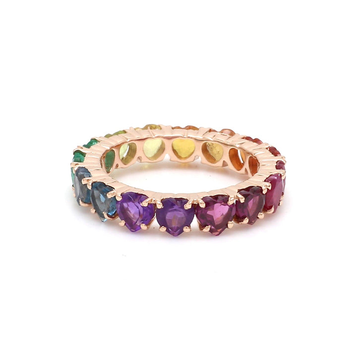 Rainbow Gemstone Prong Set Heart Ring - qivii