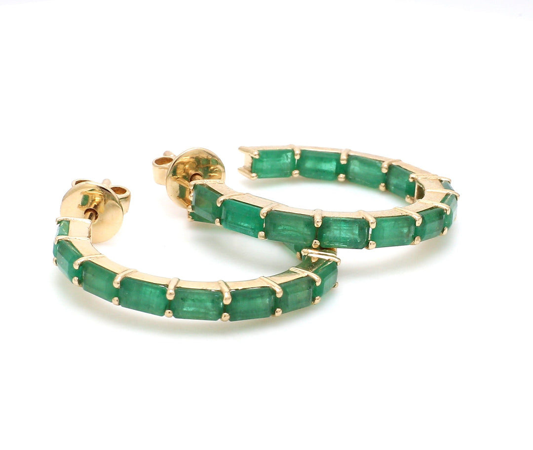 Emerald Octagon Small Hoops - qivii