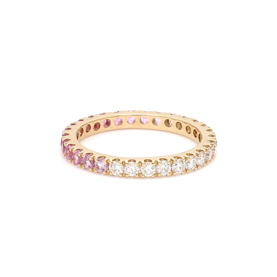 Pink Sapphire Diamond Half & Half Ring - qivii