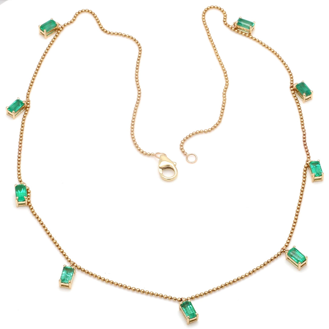 Emerald Ball Chain Octagon Necklace - qivii