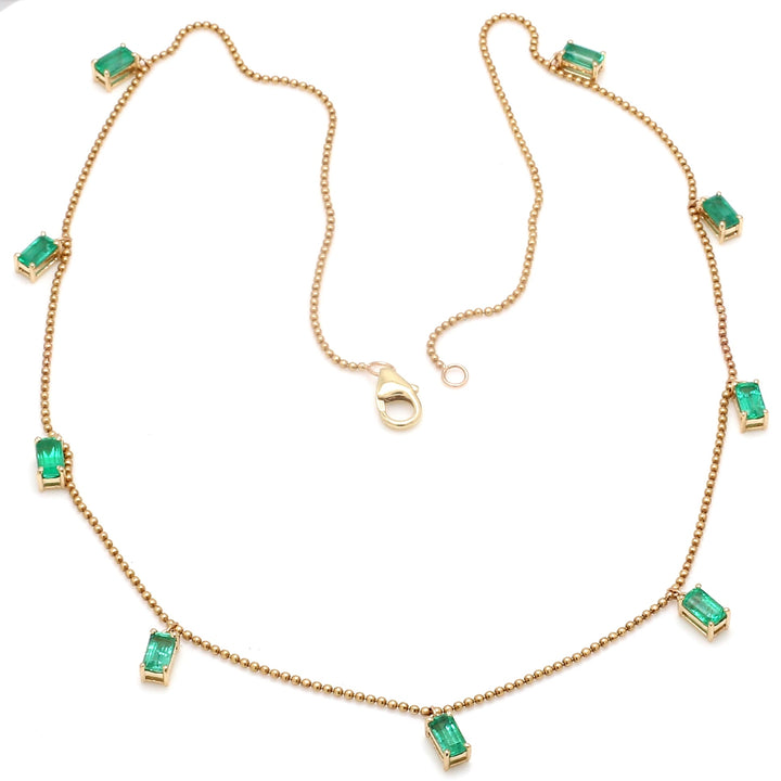 Emerald Ball Chain Octagon Necklace - qivii