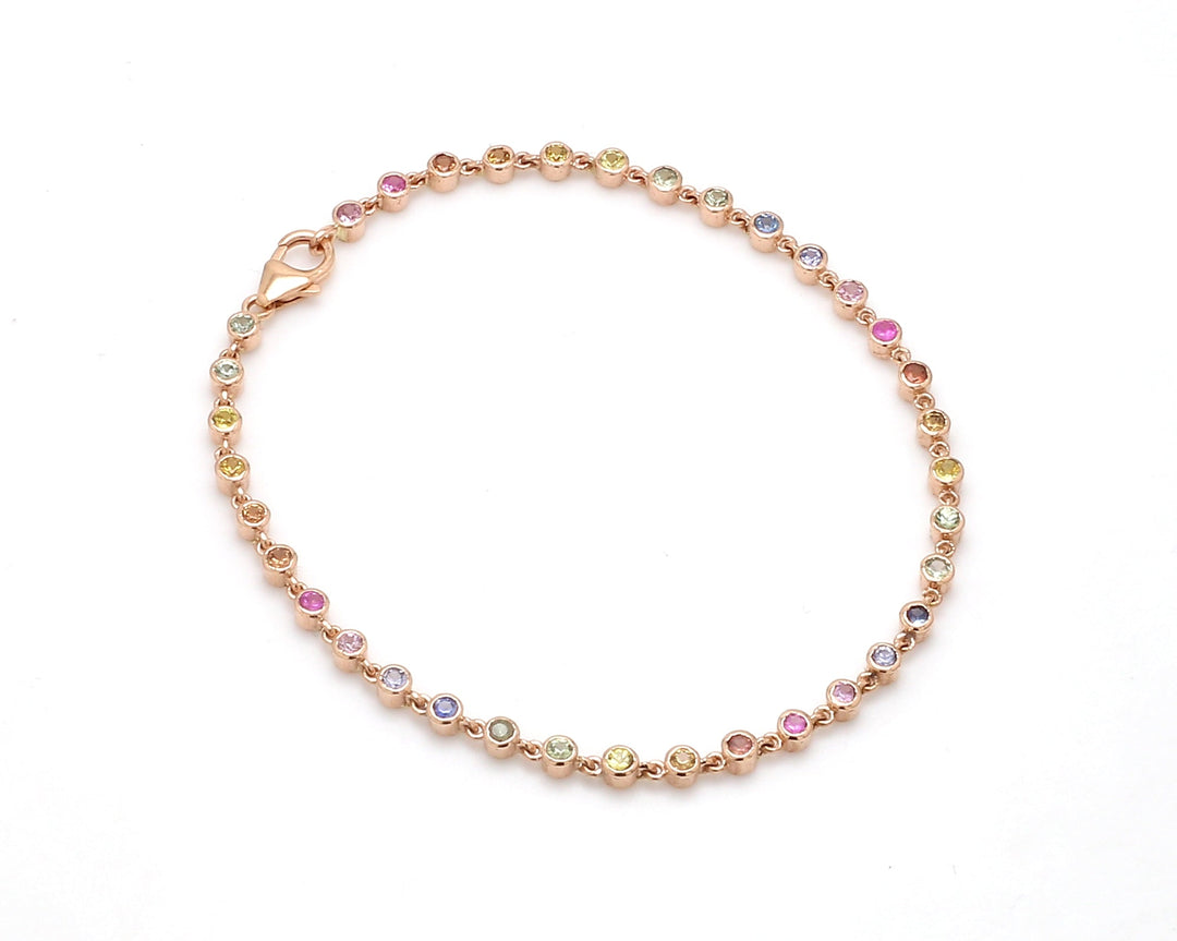 Rainbow Sapphire 2MM Bezel Bracelet - qivii