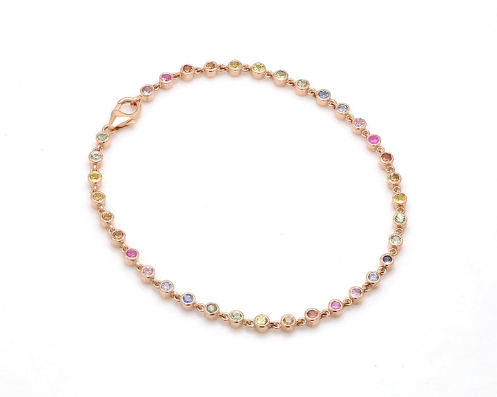Rainbow Sapphire 2MM Bezel Bracelet - qivii