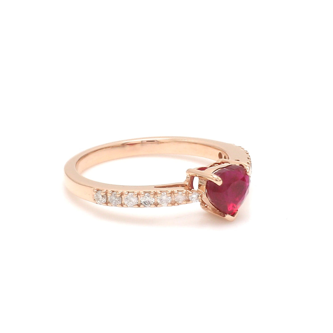 Ruby Heart Diamond Solitaire Ring - qivii