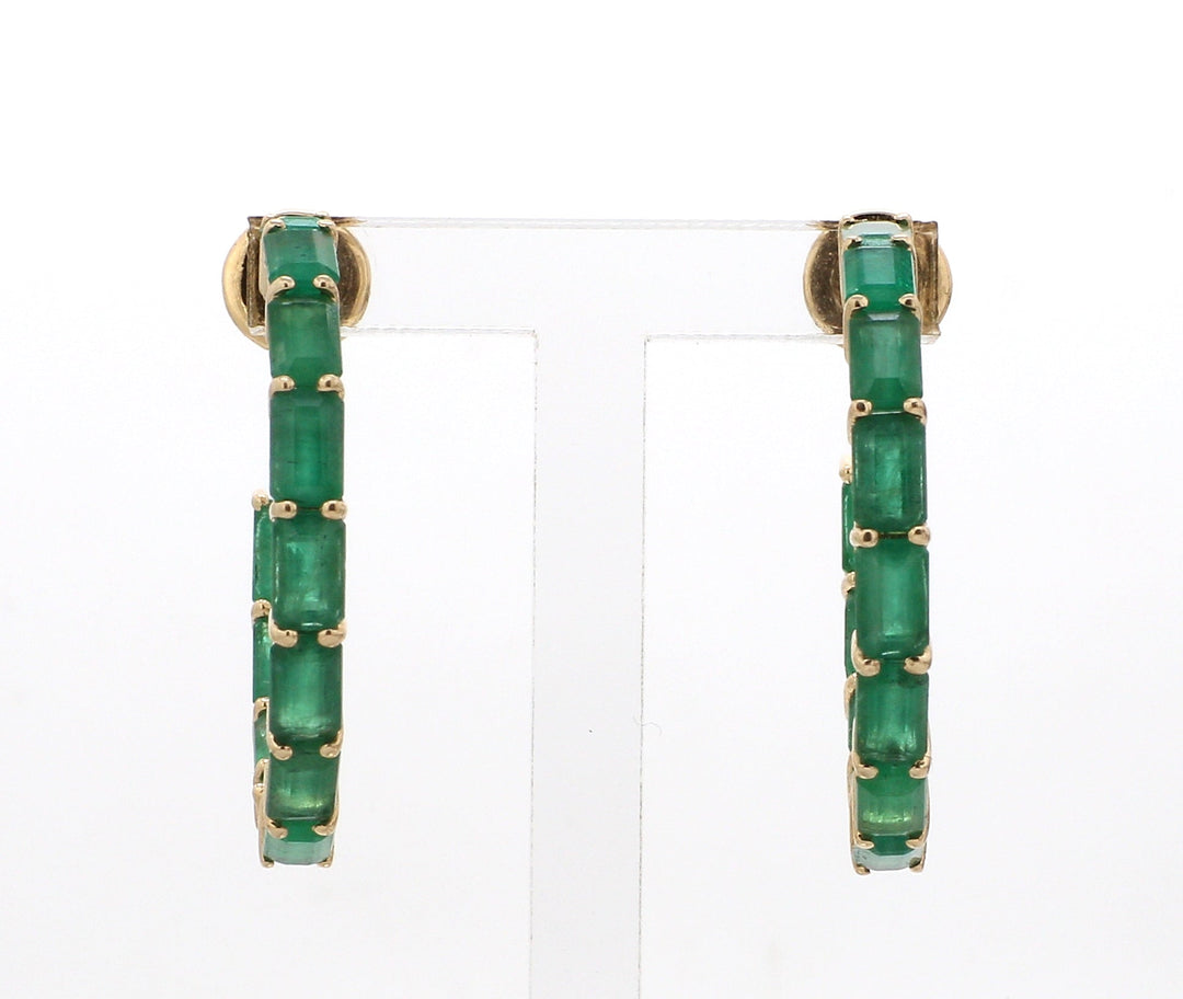 Emerald Octagon Small Hoops - qivii