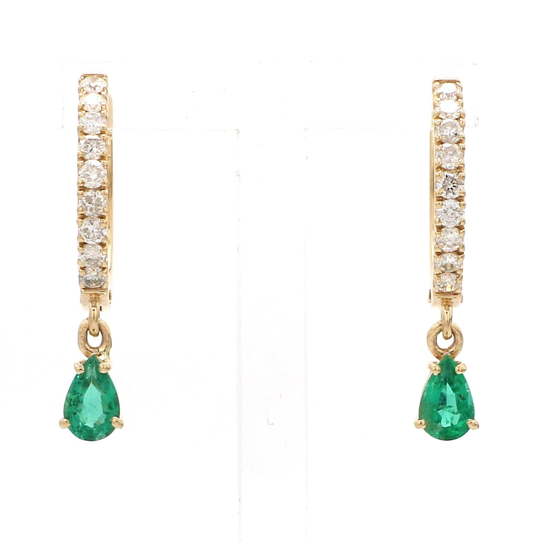 Emerald Pear Diamond Mini Huggies Earrings - qivii